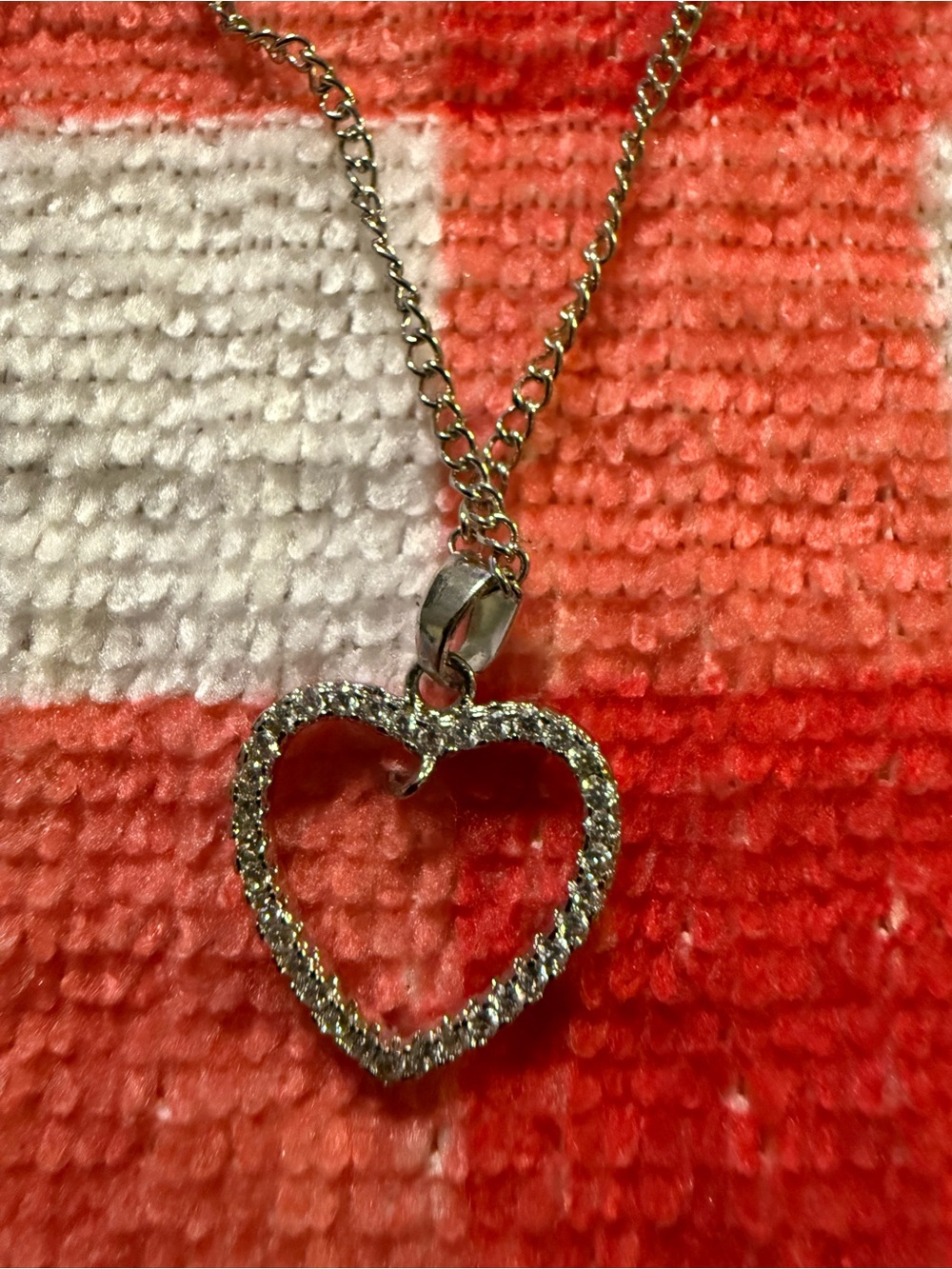 Silver Heart Pendant Necklace with Clear Crystal Accents